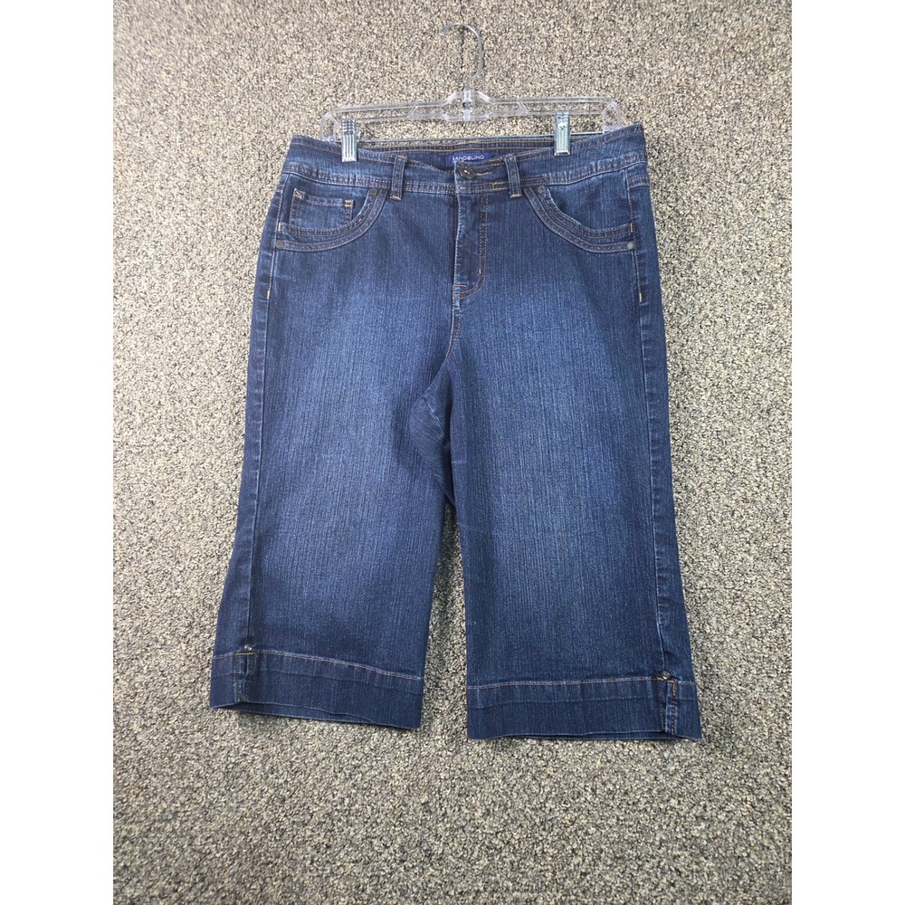 Bandolino Capri Jeans Women 8 Blue Dark Wash Stretch Rhinestone Detail